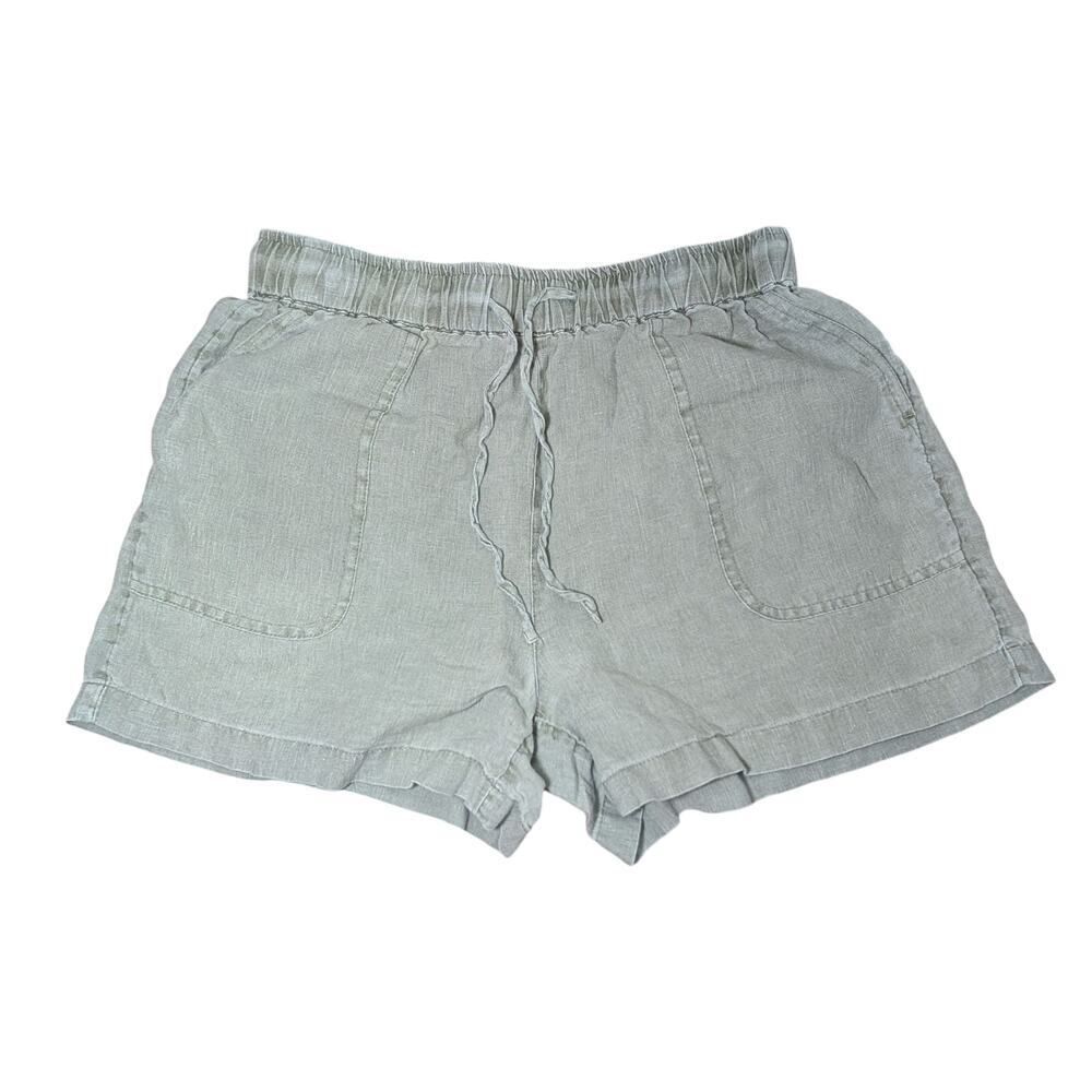100% Linen Blend Drawstring Shorts-Size Small- Sage Green Jones & Co New York